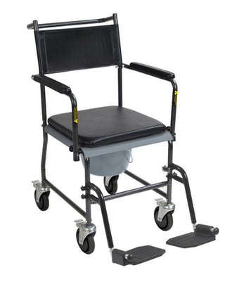 compare product Drive Medical Upholstered Drop Arm Wheeled Commode, 1 Each, 11120SV-1F