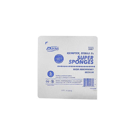 DUKAL Super Sponge, Medium, Sterile, 6X6.75IN 32PLY, 5 each/pack, 120 pack/case, 2487 - A Medi Supplies