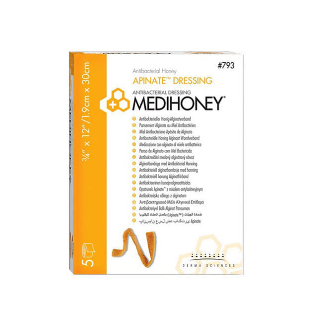 Integra LifeSciences Medihoney® Antibacterial Honey Apinate™ Dressing, Sterile, W1.9cm x L30cm 5 each/box, 4 box/case DUP793