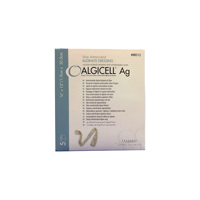 Gentell Inc (Derma Sciences) ALGICELL® Ag Calcium Alginate Dressing, W3/4" x L12" 5 each/box, DUP88512