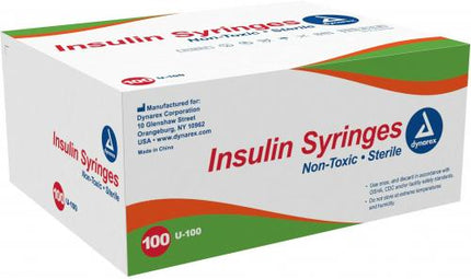 Dynarex Syringe & Needle Insulin 0.5cc 27g x 0.5in 100/Box 5 Box/Case 6940 - A Medi Supplies