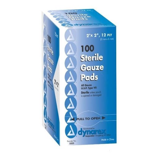 Dynarex Gauze Pad, 12PLY 2X2", 100 each/box, 3352 - A Medi Supplies