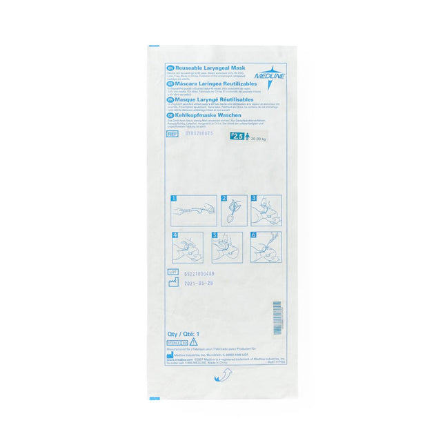 Medline Reusable Laryngeal Mask Airway, Size 2.5, Children: 44–66 lb. (20 kg - 30 kg), 1 Each, DYND280025