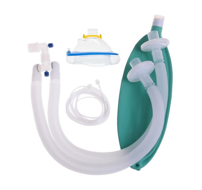 Medline Expandable Anesthesia Circuit, Adult, 90" (229 cm) Expandable Tubing, 2 BV Filter, 3 L Bag, Gas Sampling Line, Size 5 Mask with Top Valve, 20/CS, DYNJAA9450