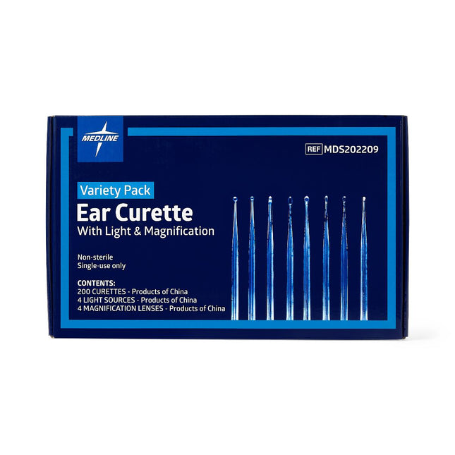 Medline Lighted Ear Curette Variety Packs, Clinic, 200/BX, MDS202209