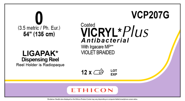 J&J Ethicon COATED VICRYL® Plus Antibacterial (polyglactin 910) Suture 36 each/box VCP207G - A Medi Supplies