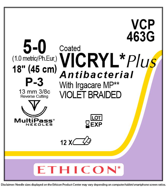 J&J Ethicon COATED VICRYL® Plus Antibacterial (polyglactin 910) Suture 36 each/box VCP463G - A Medi Supplies