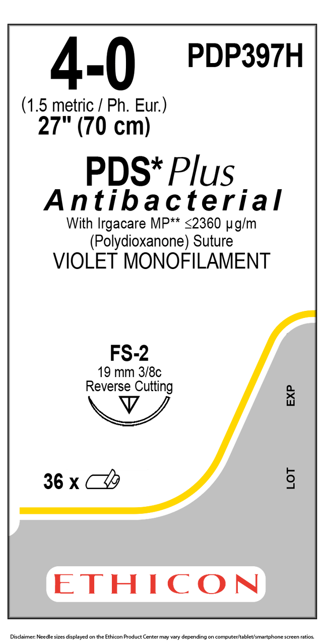 J&J Ethicon PDS® Plus Antibacterial (polydioxanone) Suture 36 each/box PDP397H - A Medi Supplies