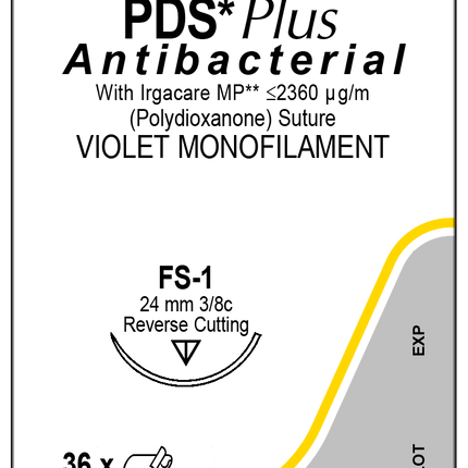 J&J Ethicon PDS® Plus Antibacterial (polydioxanone) Suture 36 each/box PDP452H - A Medi Supplies