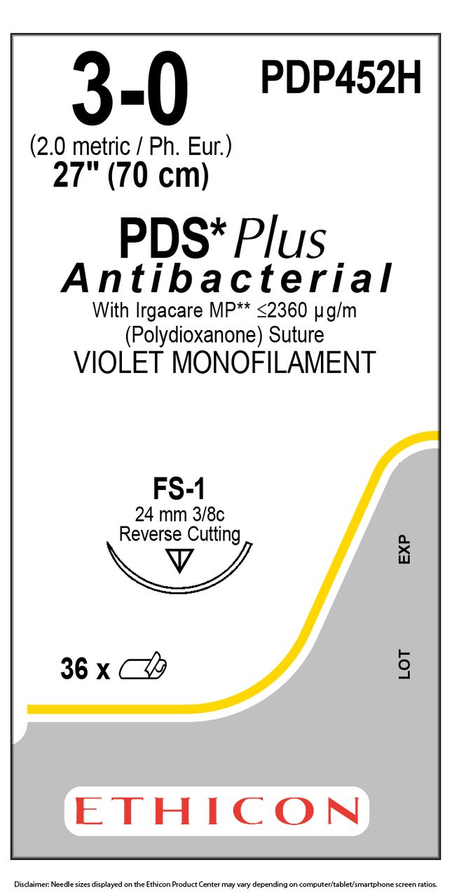 J&J Ethicon PDS® Plus Antibacterial (polydioxanone) Suture 36 each/box PDP452H - A Medi Supplies
