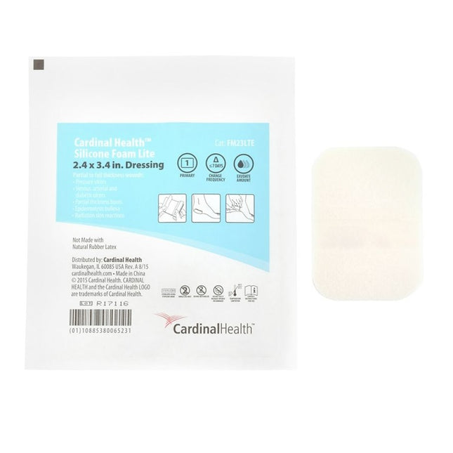 Cardinal Health Silicone Non-Bordered Foam Dressing, Lite 4 x 4 10 each/box, 5 box/case FM44LTE