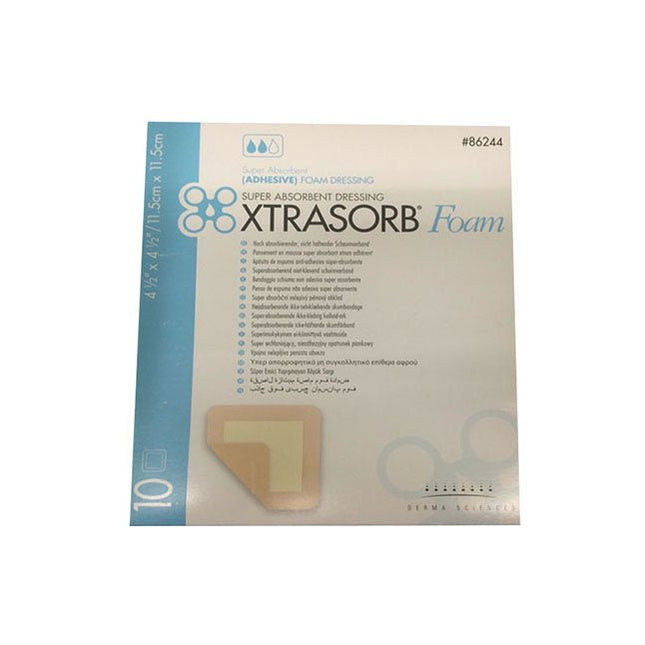 Gentell Inc (Derma Sciences) Xtrasorb® Super Absorbent Dressing, Foam, Sterile, W4 - 1/2" X L4 - 1/2" 10 each/box, DUP86244 - A Medi Supplies