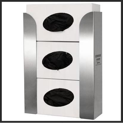 BOWMAN® Dispensers Glove Box Dispenser Triple, Stainless Steel GL018-0300