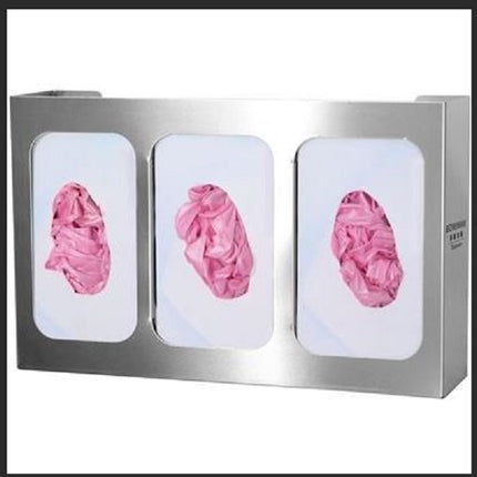 BOWMAN® Dispensers Glove Box Dispenser - Triple - Divided, Stainless Steel GS-123