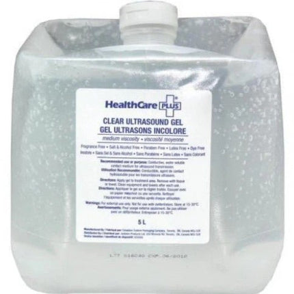 HealthCare PLUS® Ultrasound Gel, 5 L Reﬁll, Clear Medium Viscosity, UGC005 - A Medi Supplies