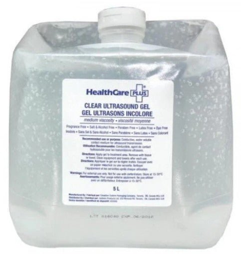 HealthCare PLUS® Ultrasound Gel, 5 L Reﬁll, Clear Medium Viscosity, UGC005 - A Medi Supplies