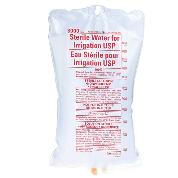 ICU Medical Sterile Water for Irrigation, USP 3000mL 4 each/case 07973259