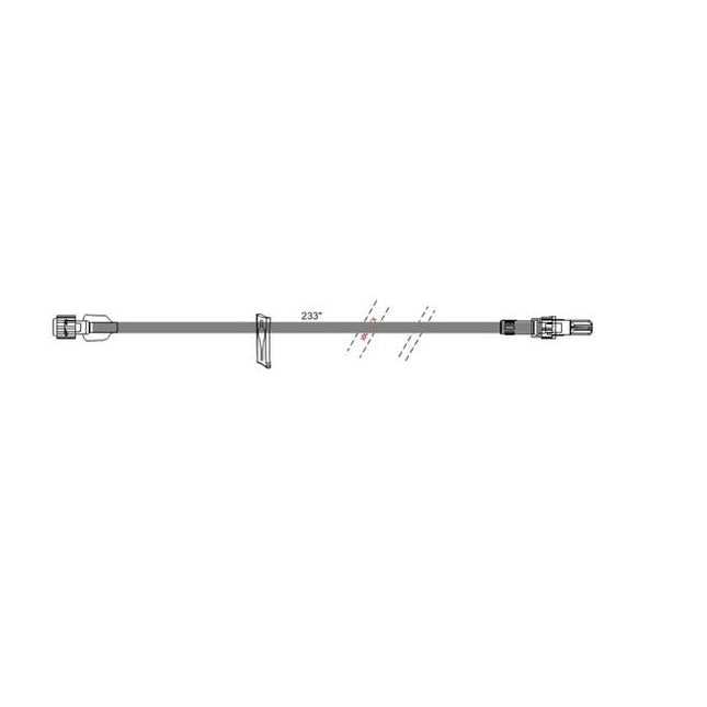 ICU Medical 234" (594 cm) Appx 13.2 ml, Ext Set w/Clamp, Rotating Luer 25ea/ca B2196