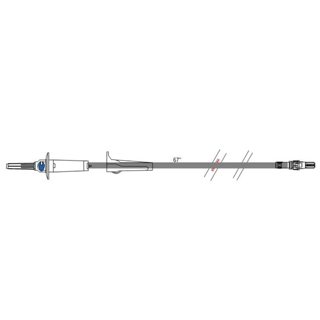 ICU Medical 72" (183 cm) Appx 8.7 ml, 20 Drop Admin Set w/15 Micron Filter, Rotating Luer 50 each/box B3000-58