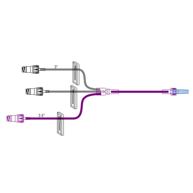 ICU Medical Trifuse Extension Sets - Small Bore Trifuse Luer Lock Extension Set with 3 Microclave and 3 Clamps, 7" 50 each/case MC330027