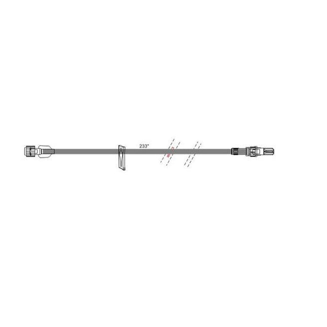 ICU Medical 234" (594 cm) Appx 13.2 ml, Ext Set w/Clamp, Rotating Luer 25ea/ca B2196 - A Medi Supplies