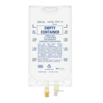 compare product ICU Medical Canada Inc. Empty IV Fluid Bag, 250ML, 6 each/pack, 07951-12