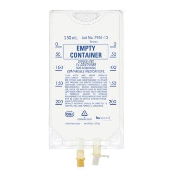 ICU Medical Canada Inc. Empty IV Fluid Bag, 250ML, 6 each/pack, 07951 - 12 - A Medi Supplies