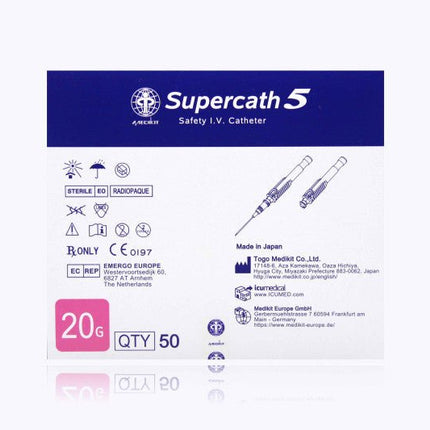 ICU Medical Canada Inc. Safety IV Cath Z5 20g 25mm 50 each/box SP120 - 20 - 25 - WT - A Medi Supplies