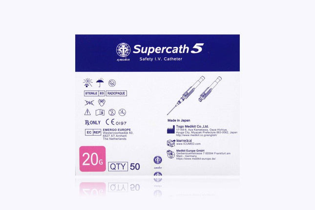 ICU Medical Canada Inc. Safety IV Cath Z5 20g 25mm 50 each/box SP120 - 20 - 25 - WT - A Medi Supplies