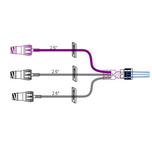 ICU Medical Smallbore Trifuse Extension Set with 3 MicroClave™ Clear 50 each/case MC33098 - A Medi Supplies
