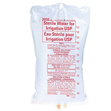 ICU Medical Sterile Water for Irrigation, USP 3000mL 4 each/case 07973259 - A Medi Supplies
