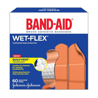 compare product BAND-AID® Wet Flex, Assorted Sizes 60 each/box 13734