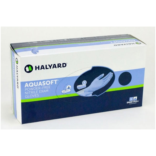 O&M Halyard Canada ULC Aquasoft Exam Glove, Blue, Single 300 each/box, 10 box/case 43932