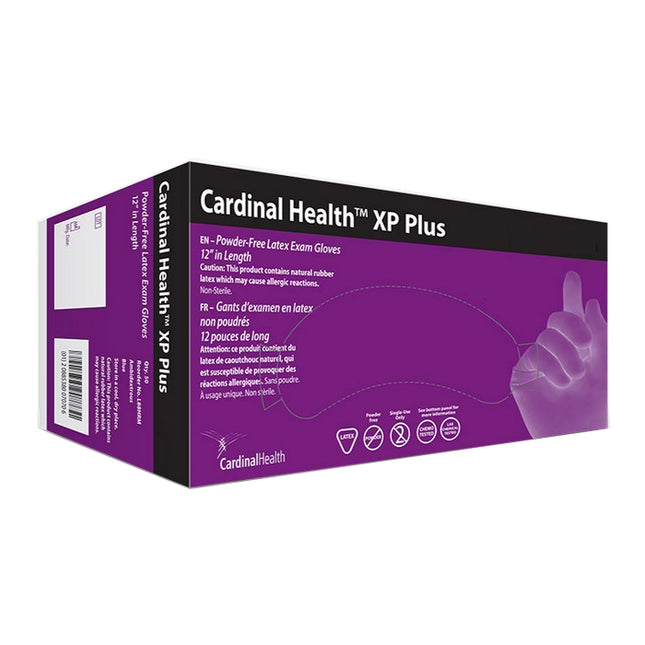 Cardinal Health Extended Cuff Latex Examination Glove, Powder-free 50 each/box, 10 box/case L88HRXL
