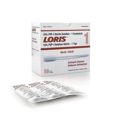 Lernapharm LORIS™ 10% PVP - I Antiseptic Sterile Solution, Swabstick, 50 pack/box, 119 - 03 - 1 / 119031 - A Medi Supplies