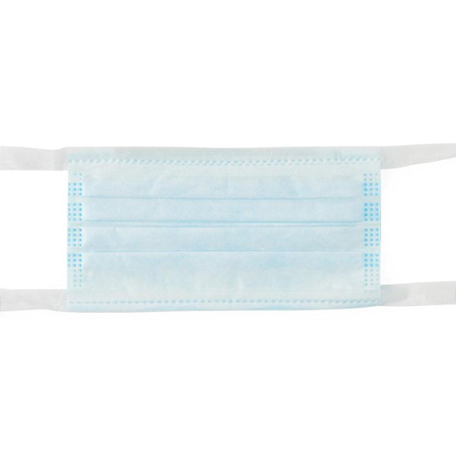 Medline Level-1 Tie-On Face Mask, Blue, 50/BX, 10 box/Case, NON27600