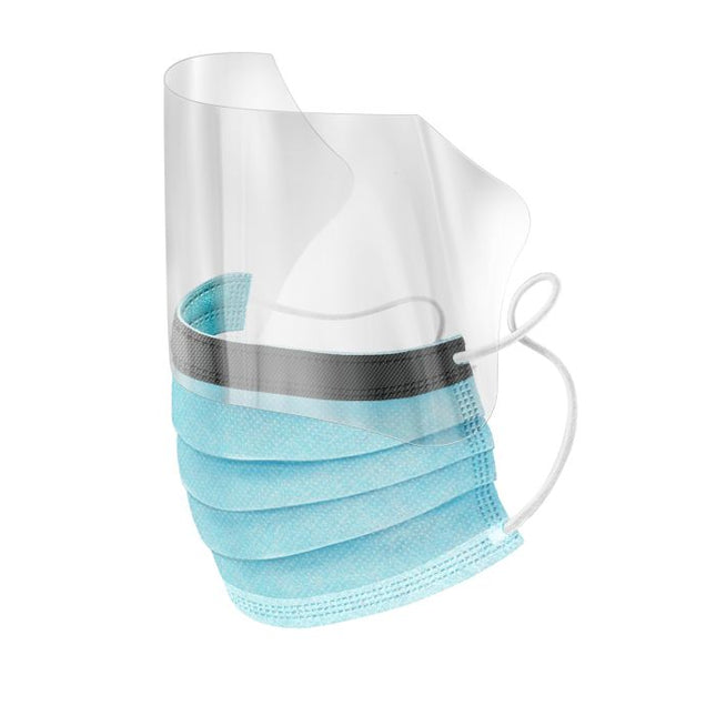 Alliance Level-2 Surgical Face Mask with Ear Loops and Faceshield, Blue, 50/BX, 2202