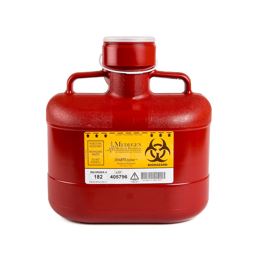 Medegen Non - Stackable Sharps - Tainers™ - Polypropylenem 6.2qt Red, 12 each/case, 182 - A Medi Supplies