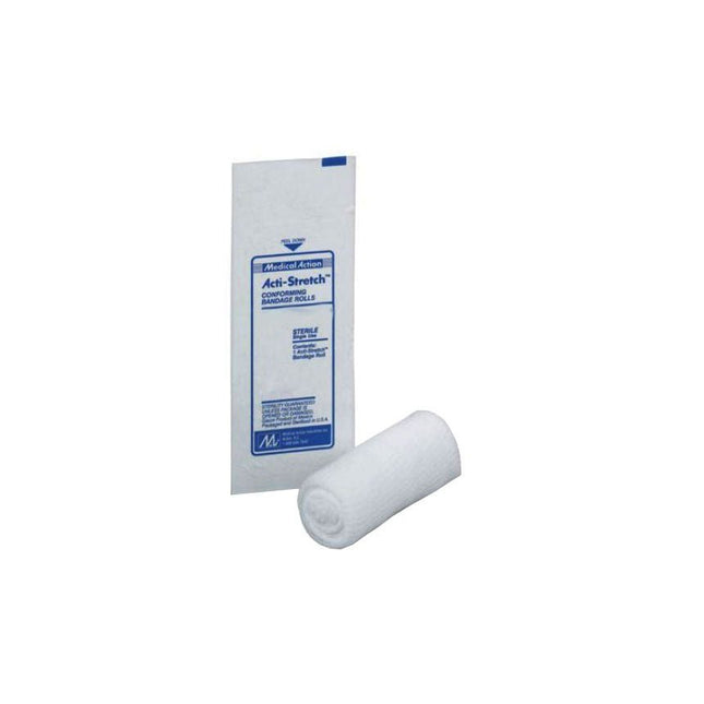 Medical Action Acti - Stretch Gauze Bandage Roll, Conforming, W4" x L4.1yd, Sterile, 96 each/case, 704M - A Medi Supplies