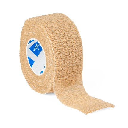 Medline Caring Cohesive Tan Latex Bandage, Latex - Free, 1" x 5 yd. (2.5 cm x 4.6 m), 30/Case, PRM088001 - A Medi Supplies