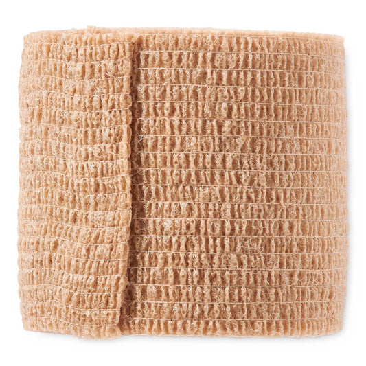 Medline Caring Cohesive Tan Latex Bandage, Latex - Free, 2" x 5 yd. (5.1 cm x 4.6 m), 36/Case, PRM088002 - A Medi Supplies