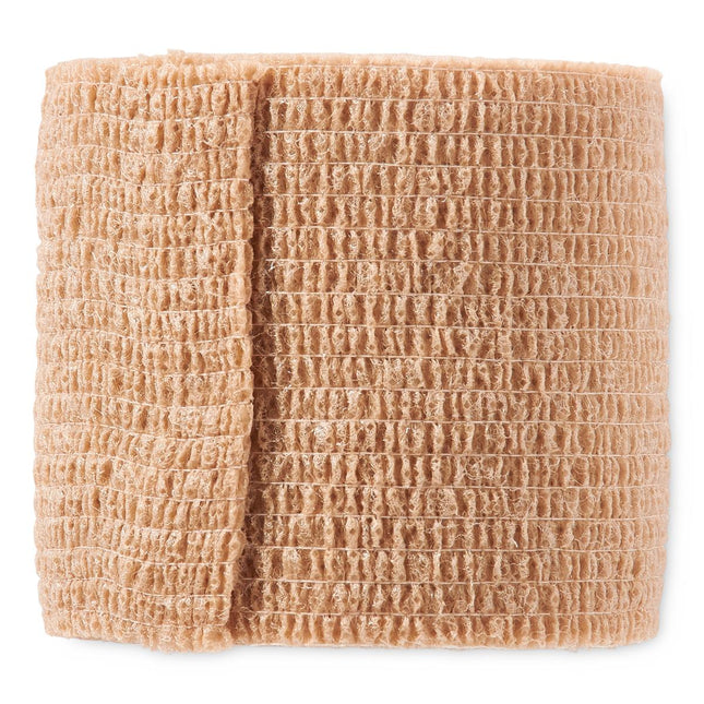 Medline Caring Cohesive Tan Latex Bandage, Latex - Free, 2" x 5 yd. (5.1 cm x 4.6 m), 36/Case, PRM088002 - A Medi Supplies