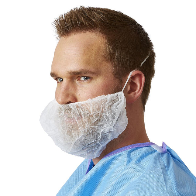 Medline Hair and Beard Cover with Elastic Strap, White, 1000/Case, NONSH400 - A Medi Supplies