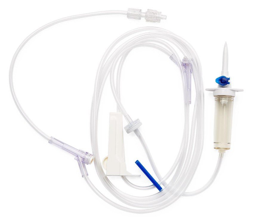 Medline IV Administration Sets with Injection Y - Site, with 2 Pre - Slit Ports, 15 Drops/mL, 96", 50/CS, DYNDTA1812 - A Medi Supplies