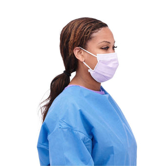 compare product Medline Level-3 Surgical Face Mask with Ear Loops, with Anti-Fog Strip, 4 Ply, Lilac, 50/BX, NON27412EL