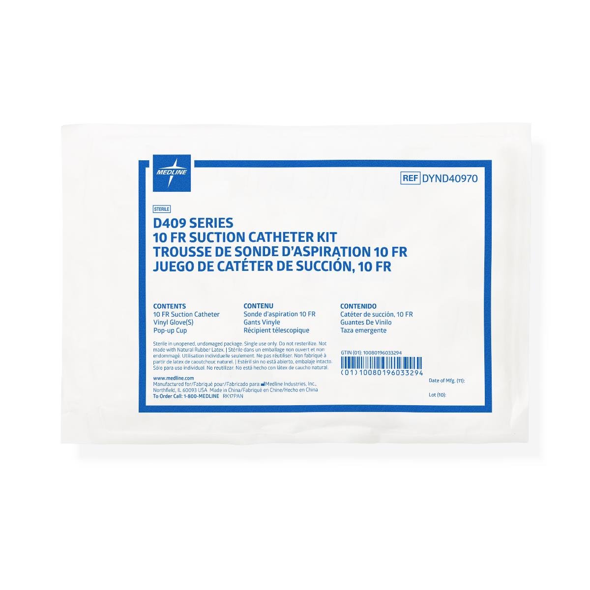Medline Open Suction Catheter Kit, Whistle tip, 10 Fr, 50/Case, DYND40970 - A Medi Supplies