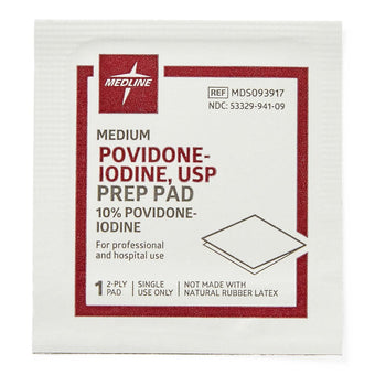 compare product Medline Povidone-Iodine Prep Pads, Size M, 100/Box, MDSCA093917