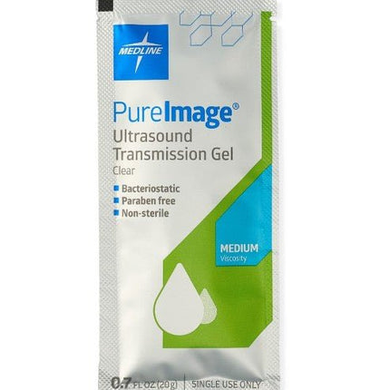 Medline PureImage Ultrasound Gel, Nonsterile, Clear, 0.7 oz. Pouch, 100/Case, CTR001201 - A Medi Supplies