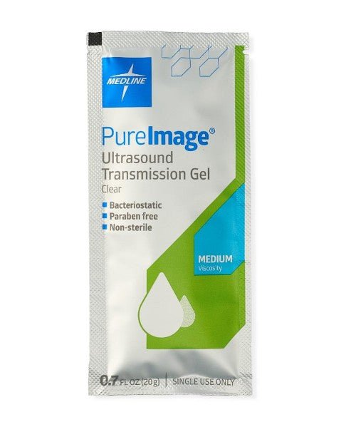 Medline PureImage Ultrasound Gel, Nonsterile, Clear, 0.7 oz. Pouch, 100/Case, CTR001201 - A Medi Supplies