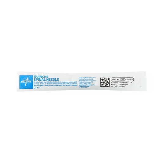 Medline Quincke Spinal Needle, 25 G x 3.5" (8.89 cm), 25/BX, PAIN8018 - A Medi Supplies